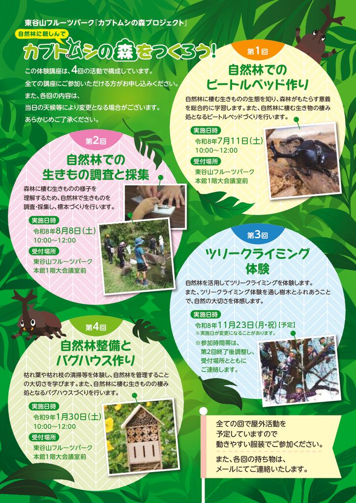 7/11・8/8・11/14（変更）・1/30　東谷山フルーツパーク　カブトムシの森プロジェクト②